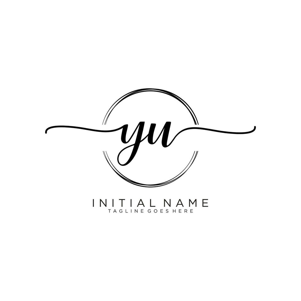 Initial YU feminine logo collections template. handwriting logo of initial signature, wedding, fashion, jewerly, boutique, floral and botanical with creative template for any company or business. vector