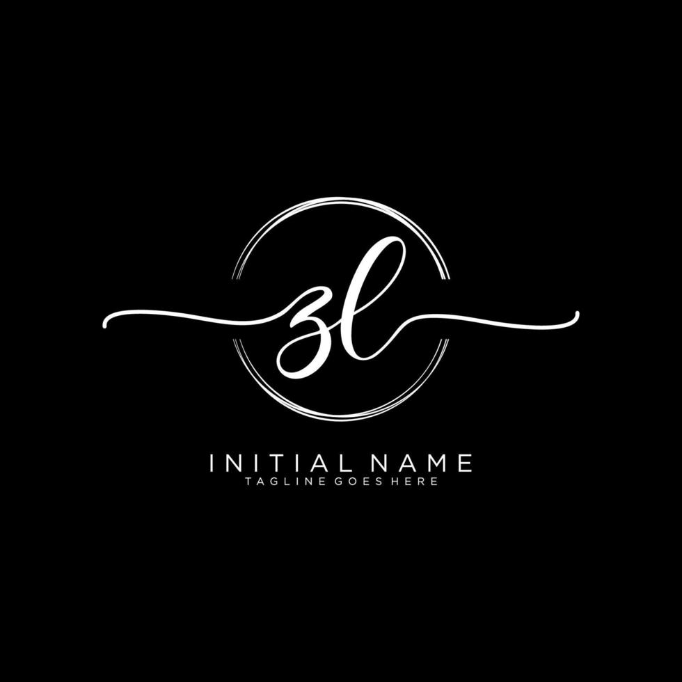 Initial ZL feminine logo collections template. handwriting logo of initial signature, wedding, fashion, jewerly, boutique, floral and botanical with creative template for any company or business. vector