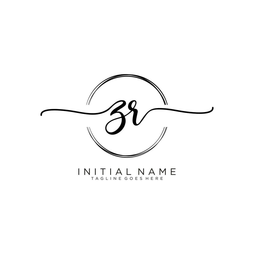 Initial ZR feminine logo collections template. handwriting logo of initial signature, wedding, fashion, jewerly, boutique, floral and botanical with creative template for any company or business. vector