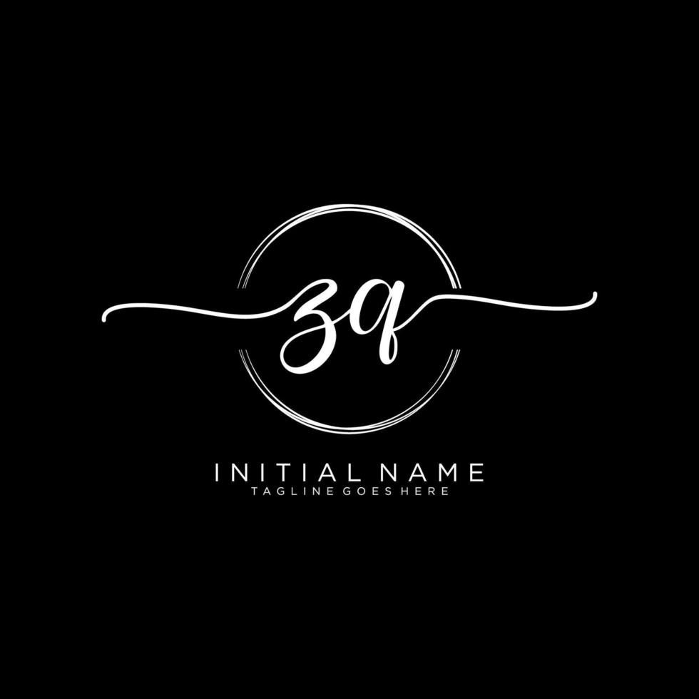 Initial ZQ feminine logo collections template. handwriting logo of initial signature, wedding, fashion, jewerly, boutique, floral and botanical with creative template for any company or business. vector