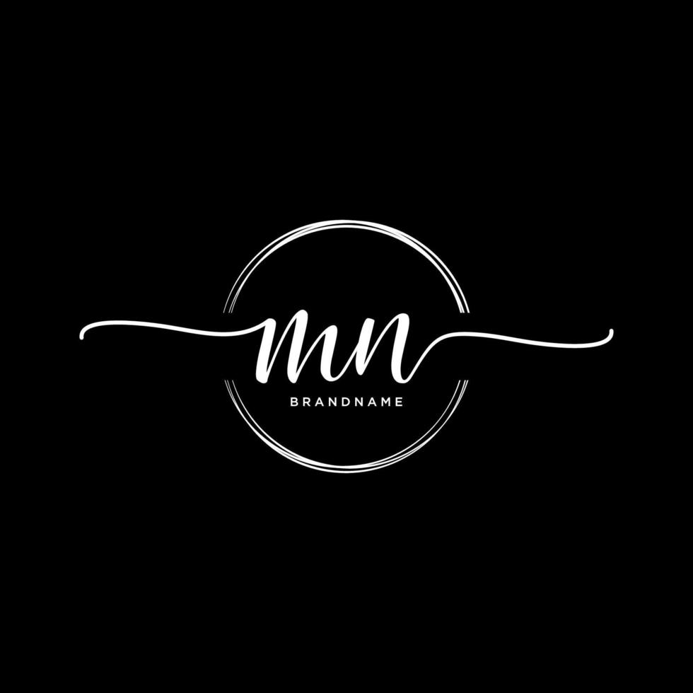 Initial MN feminine logo collections template. handwriting logo of initial signature, wedding, fashion, jewerly, boutique, floral and botanical with creative template for any company or business. vector