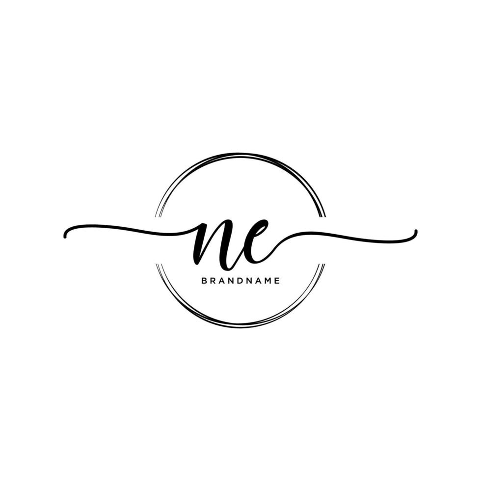 Initial NE feminine logo collections template. handwriting logo of initial signature, wedding, fashion, jewerly, boutique, floral and botanical with creative template for any company or business. vector