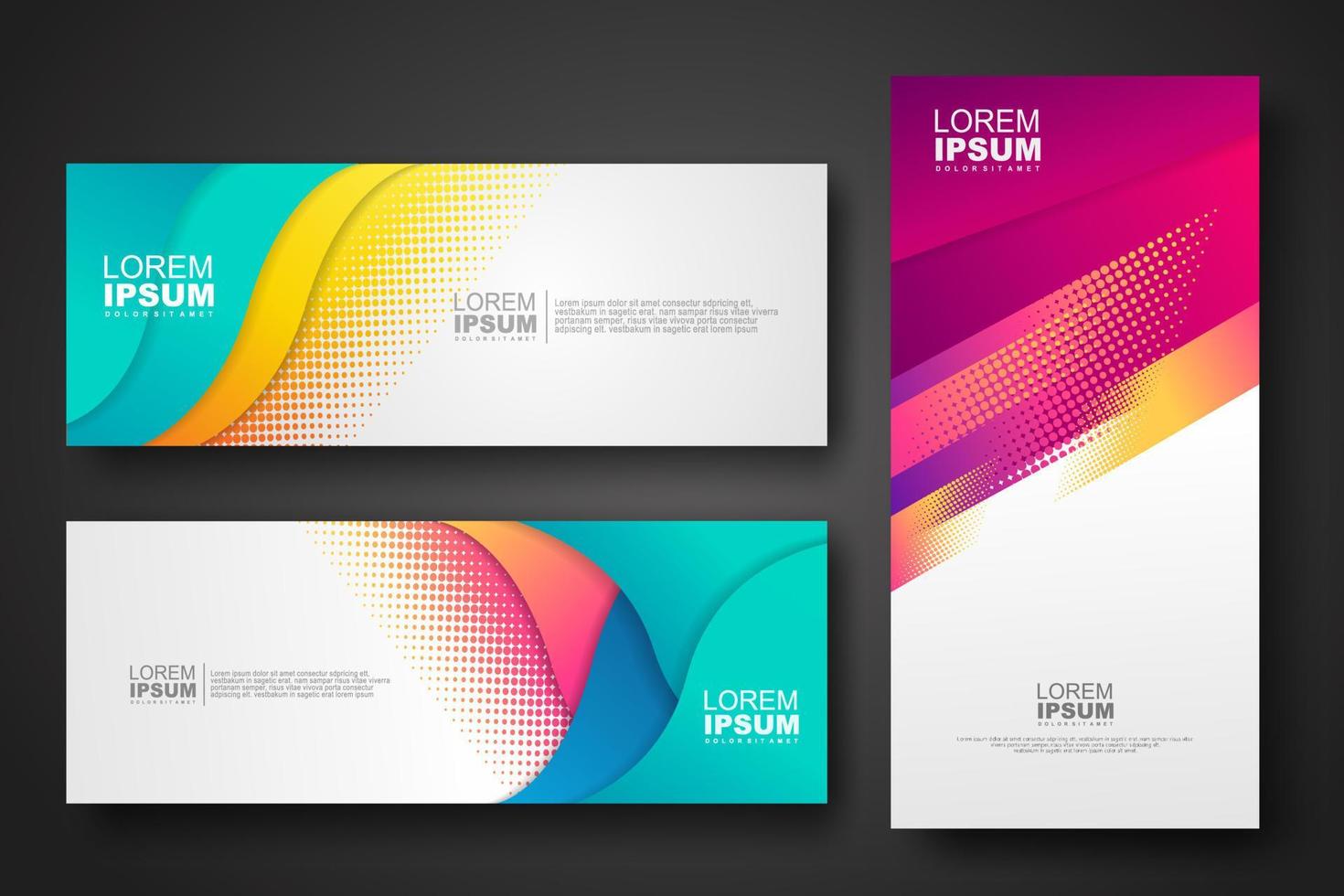 Banner set design template in trendy dynamic gradient colors vector