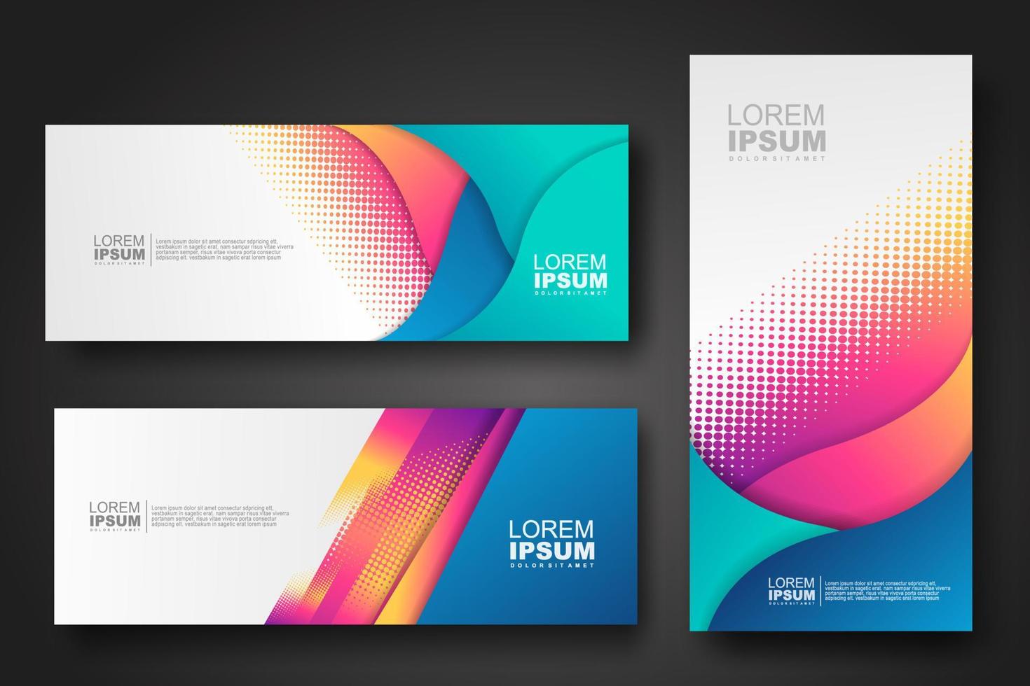 Banner set design template in trendy dynamic gradient colors vector