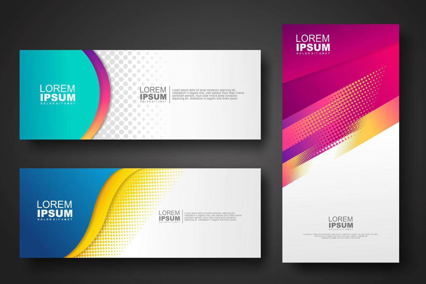 Banner set design template in trendy dynamic gradient colors vector