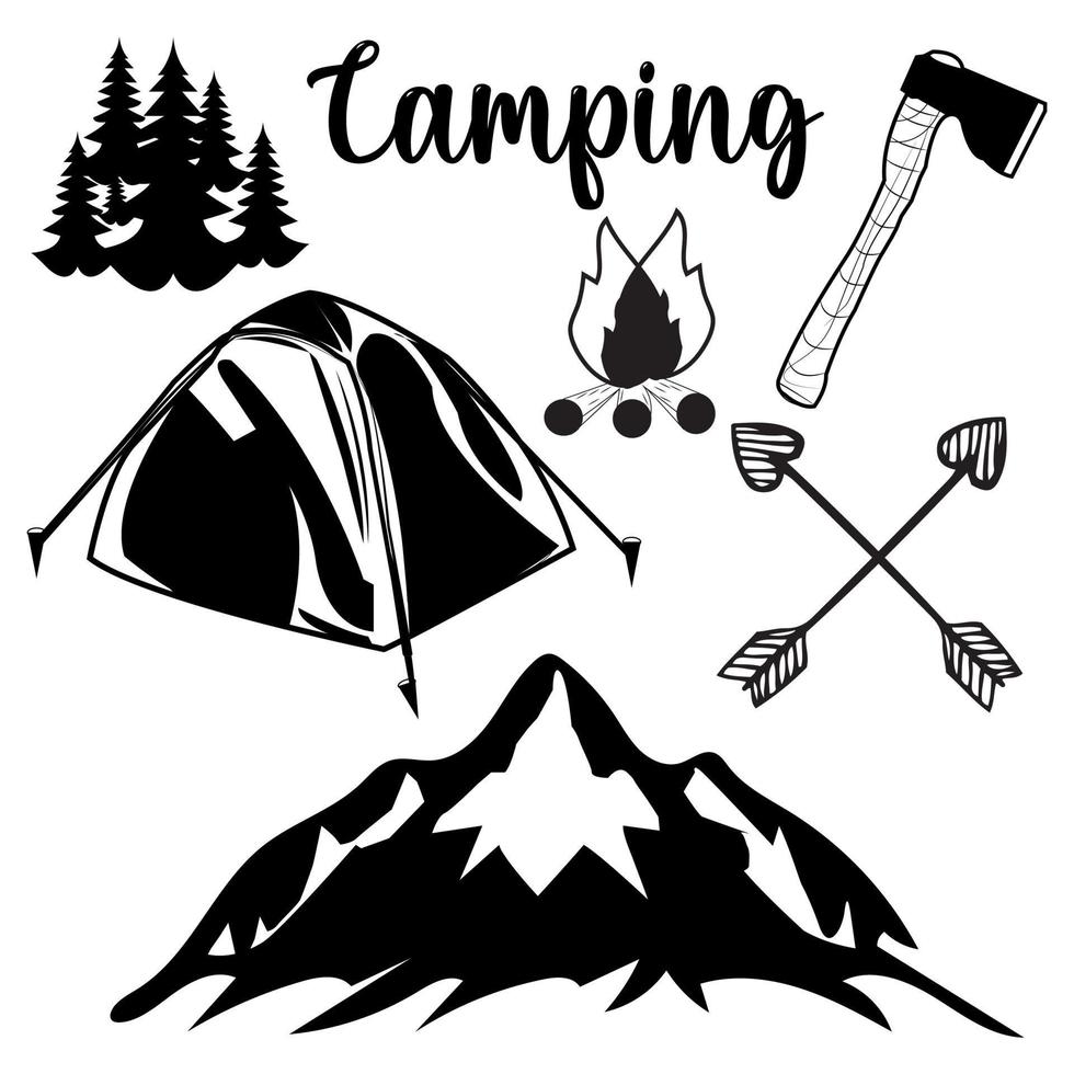 Free vector camping adventures lettering collection
