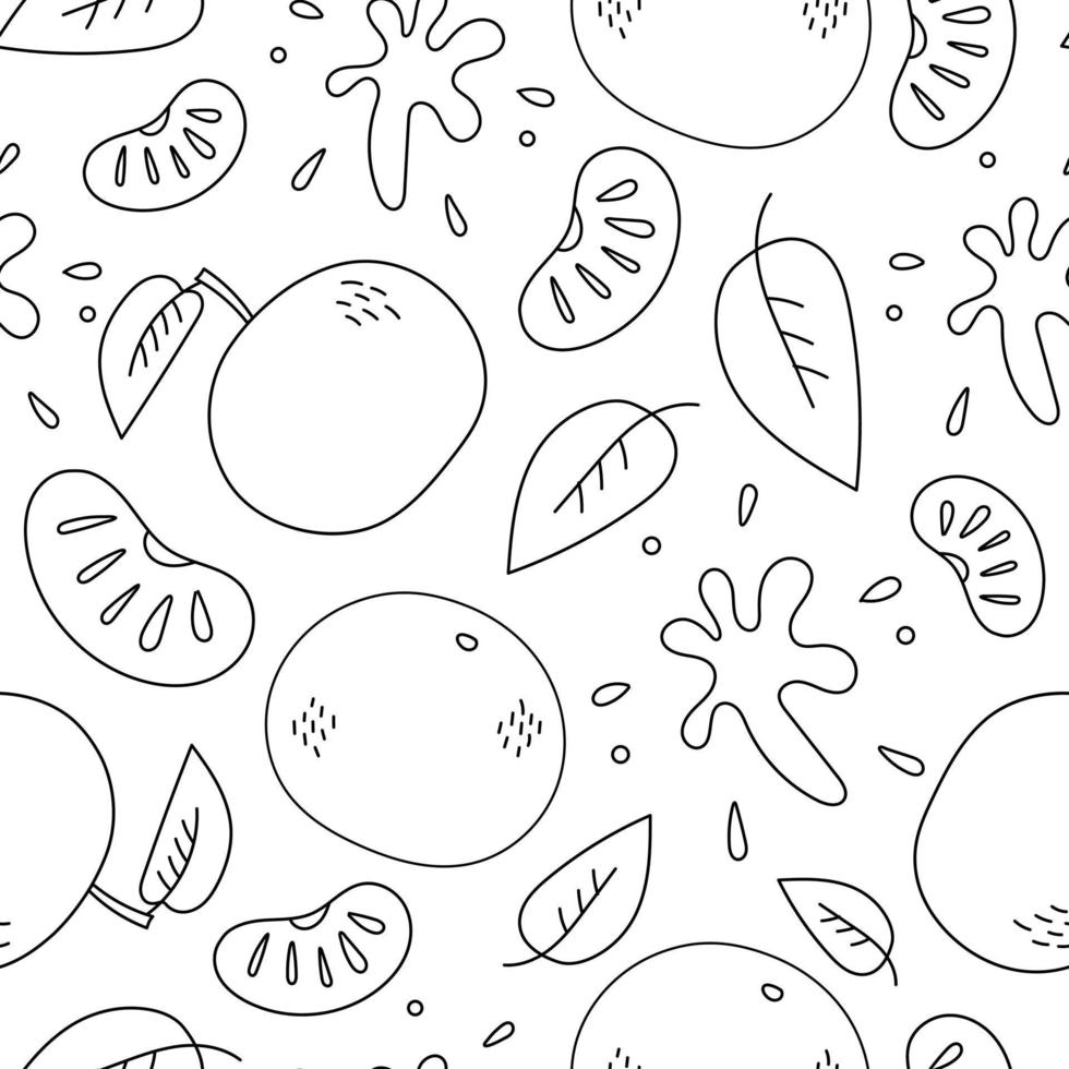 Tangerine flavor doodle seamless pattern vector