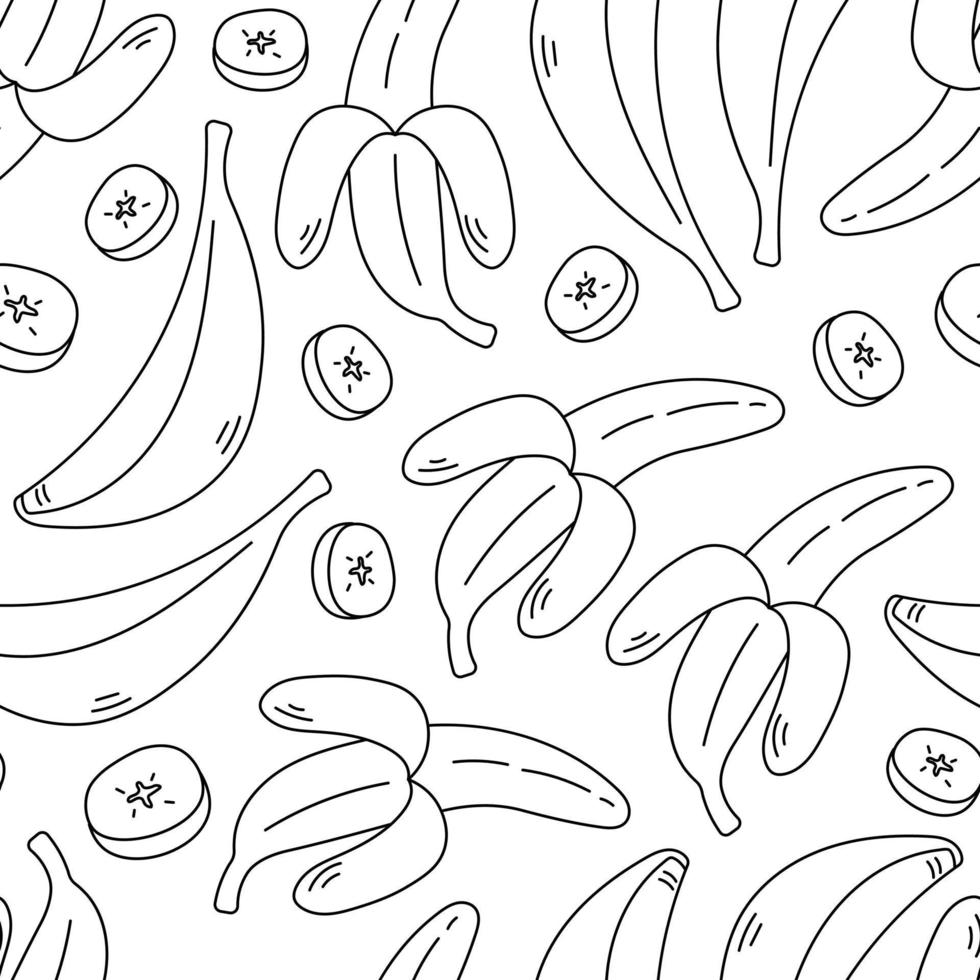 Banana flavor doodle seamless pattern vector