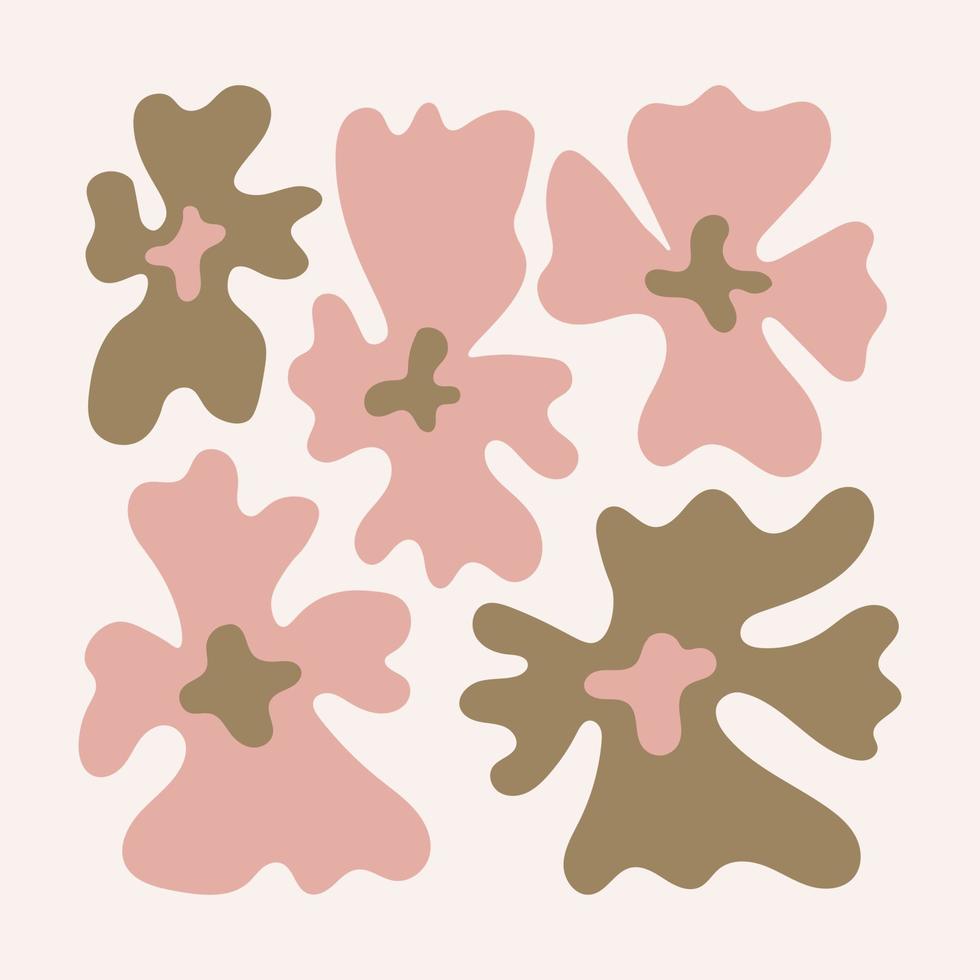 Abstract shape flowers greeting card vector
