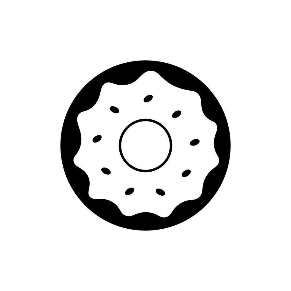 Donut black doodle icon vector