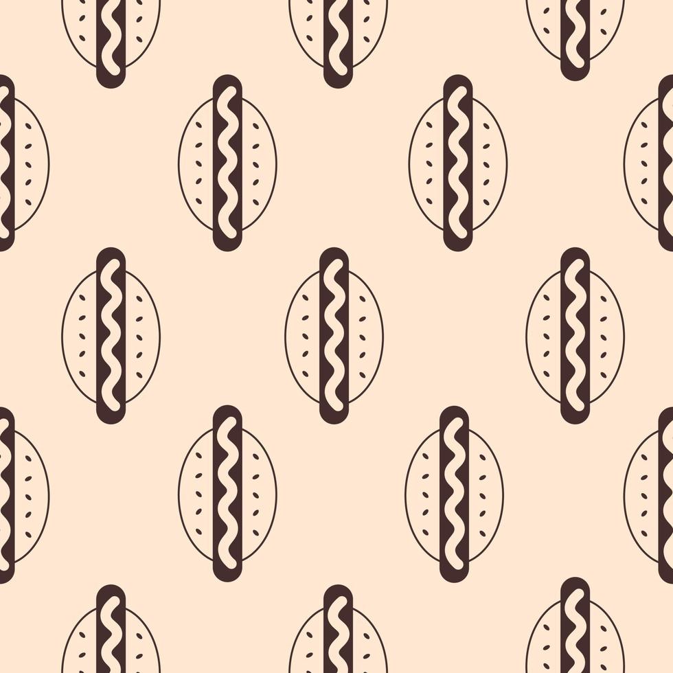 Hot Dog doodle food seamless pattern vector