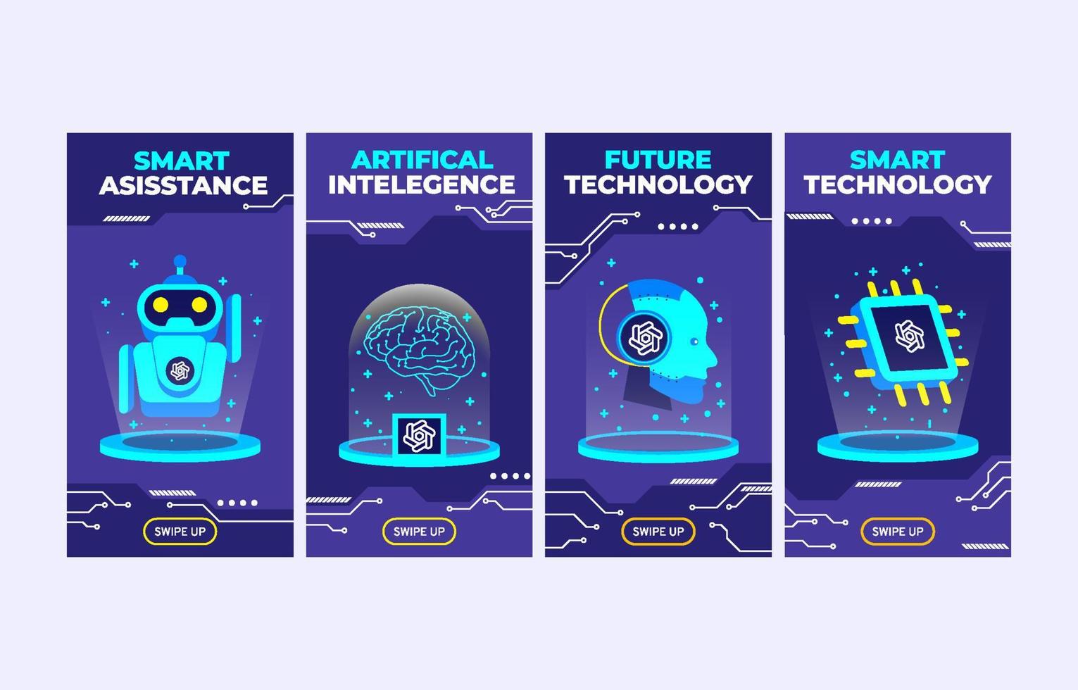 Artifical Intelegence Social Media Story Concept vector