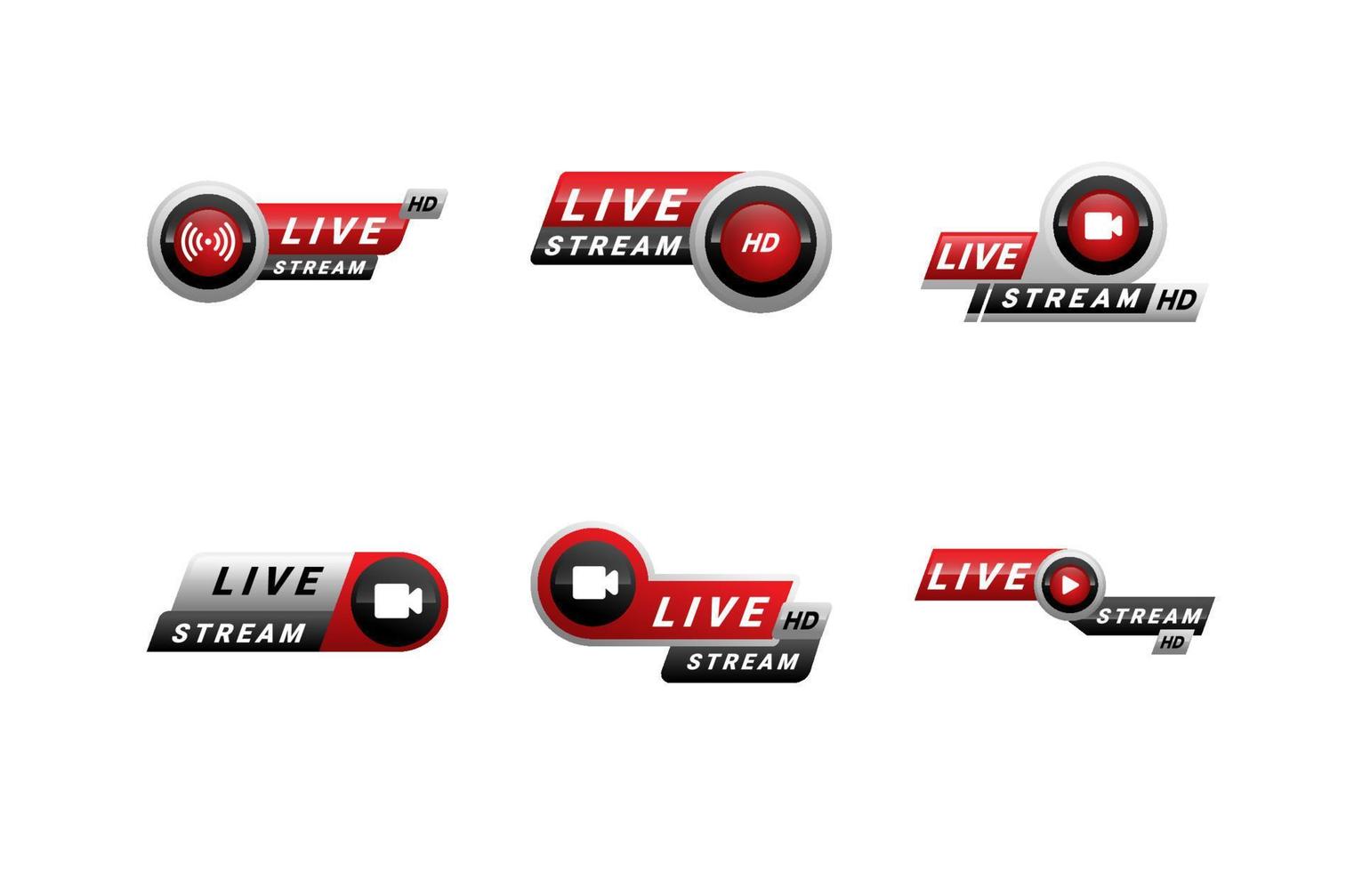 Set of Live Streaming Badge vector