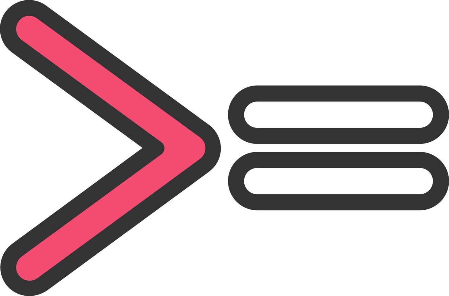 Greater Than Equal Vector Icon Design