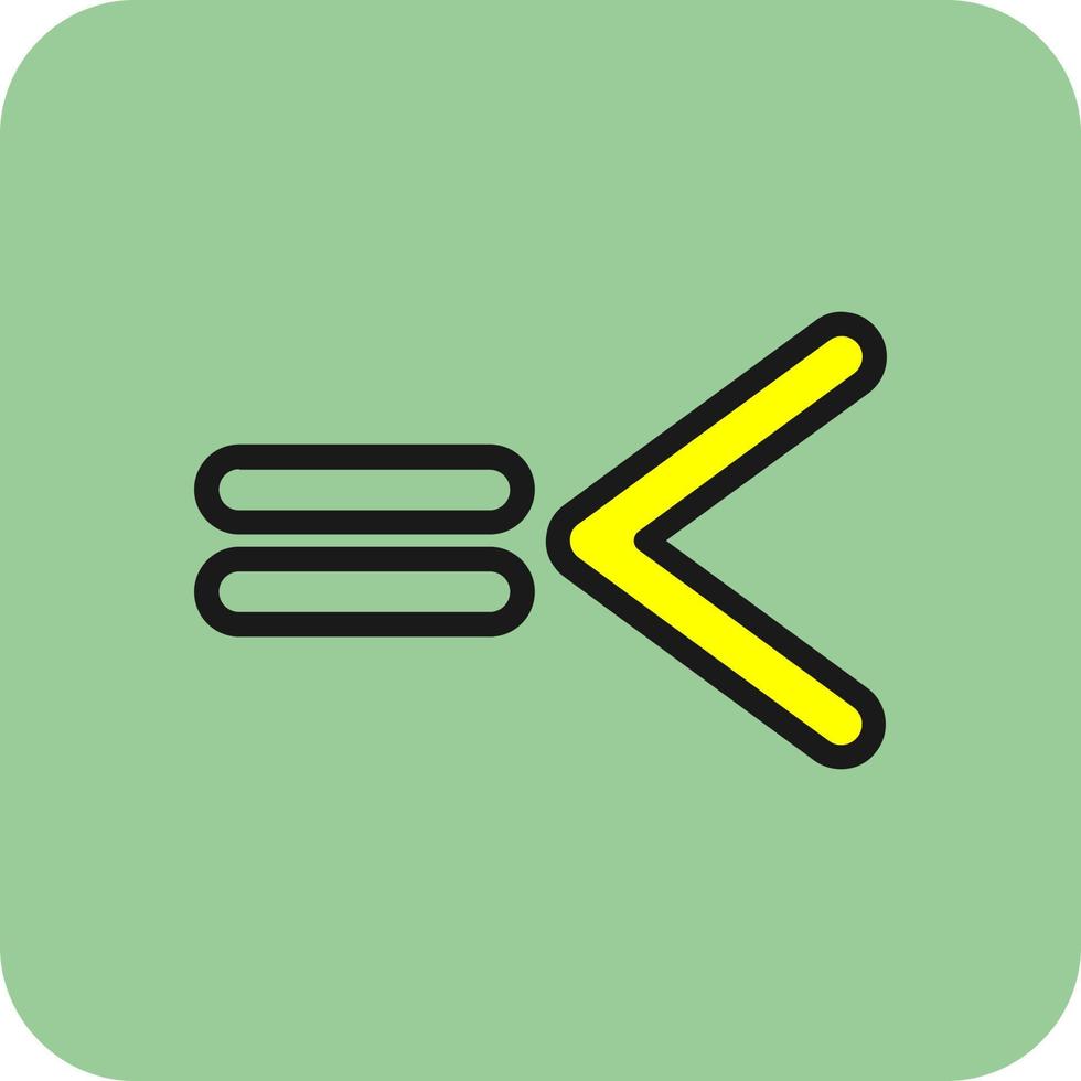 Less Than Equal Vector Icon Design