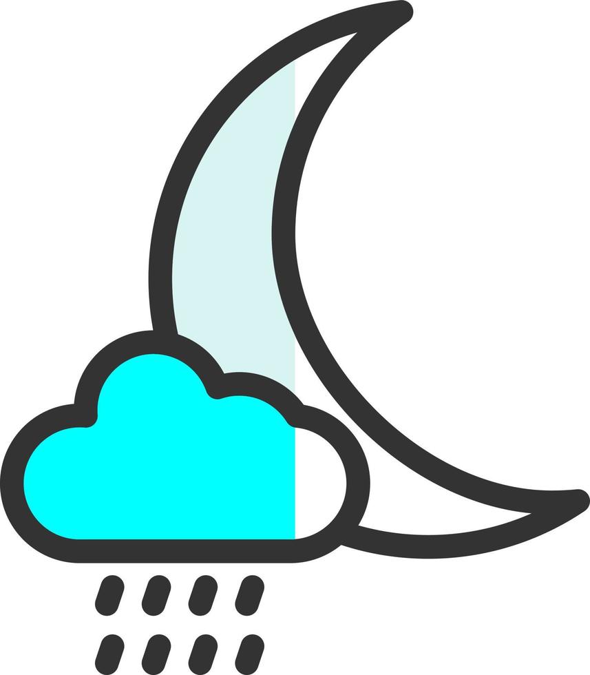 Cloud Moon Rain Vector Icon Design