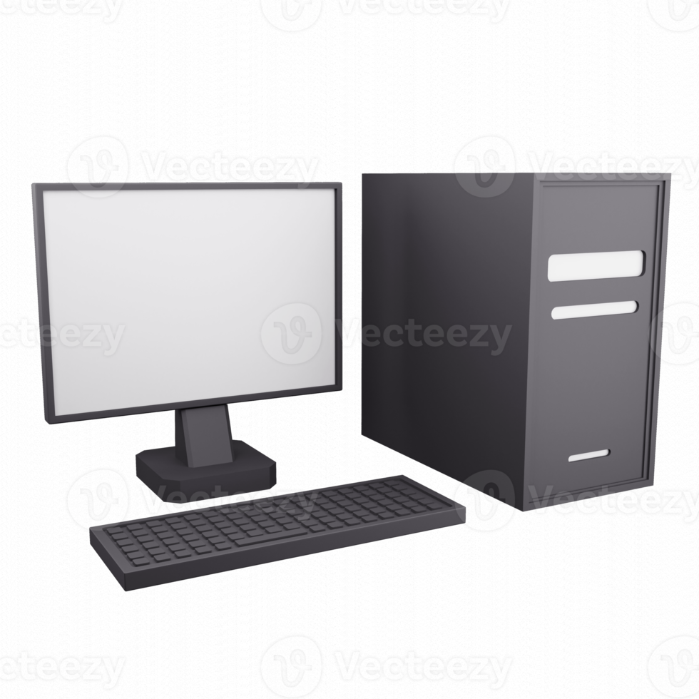 3d geven laag veelhoek computer bureaublad icoon geïsoleerd Aan transparant achtergrond png