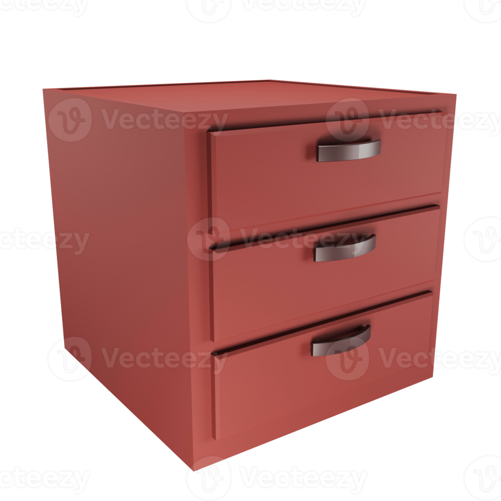 3D render low polygon cupboard icon isolated on transparent background png