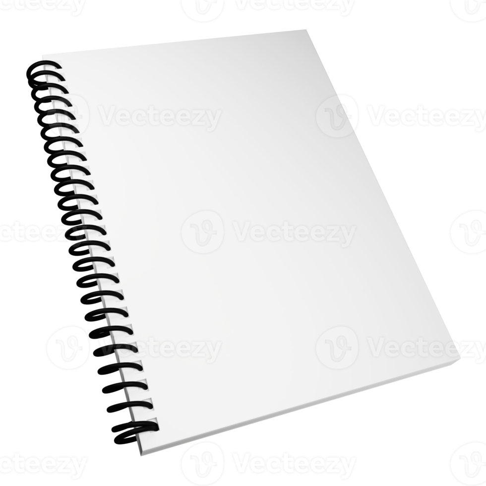 3D render notebook icon isolated on transparent background png