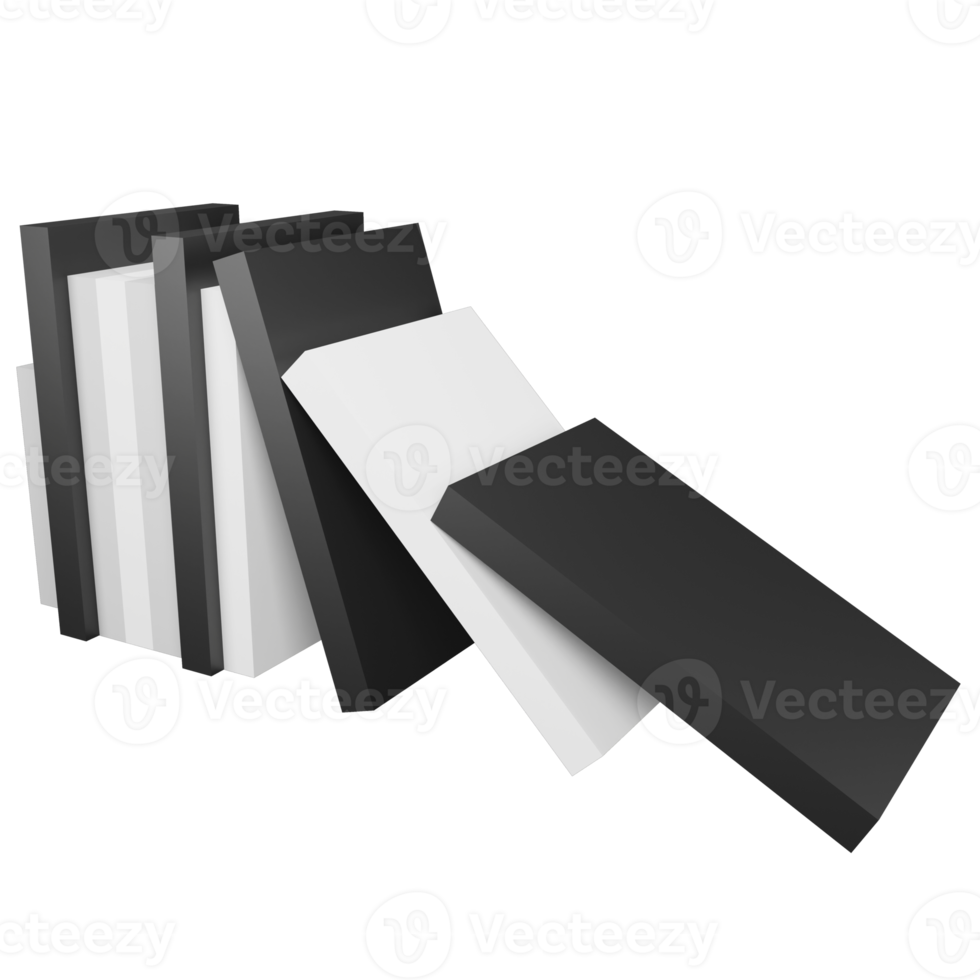 3D render low polygon row of books icon isolated on transparent background png