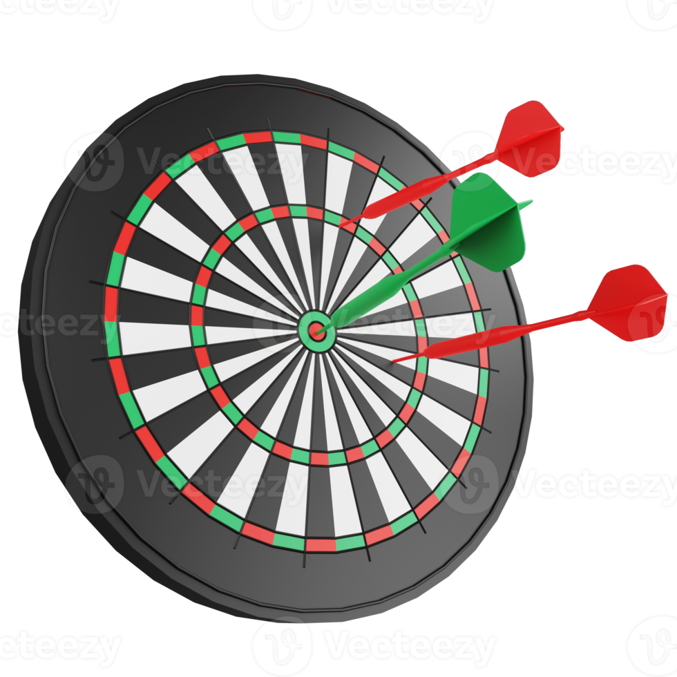 3d rendere bersaglio per freccette icona isolato su trasparente sfondo png