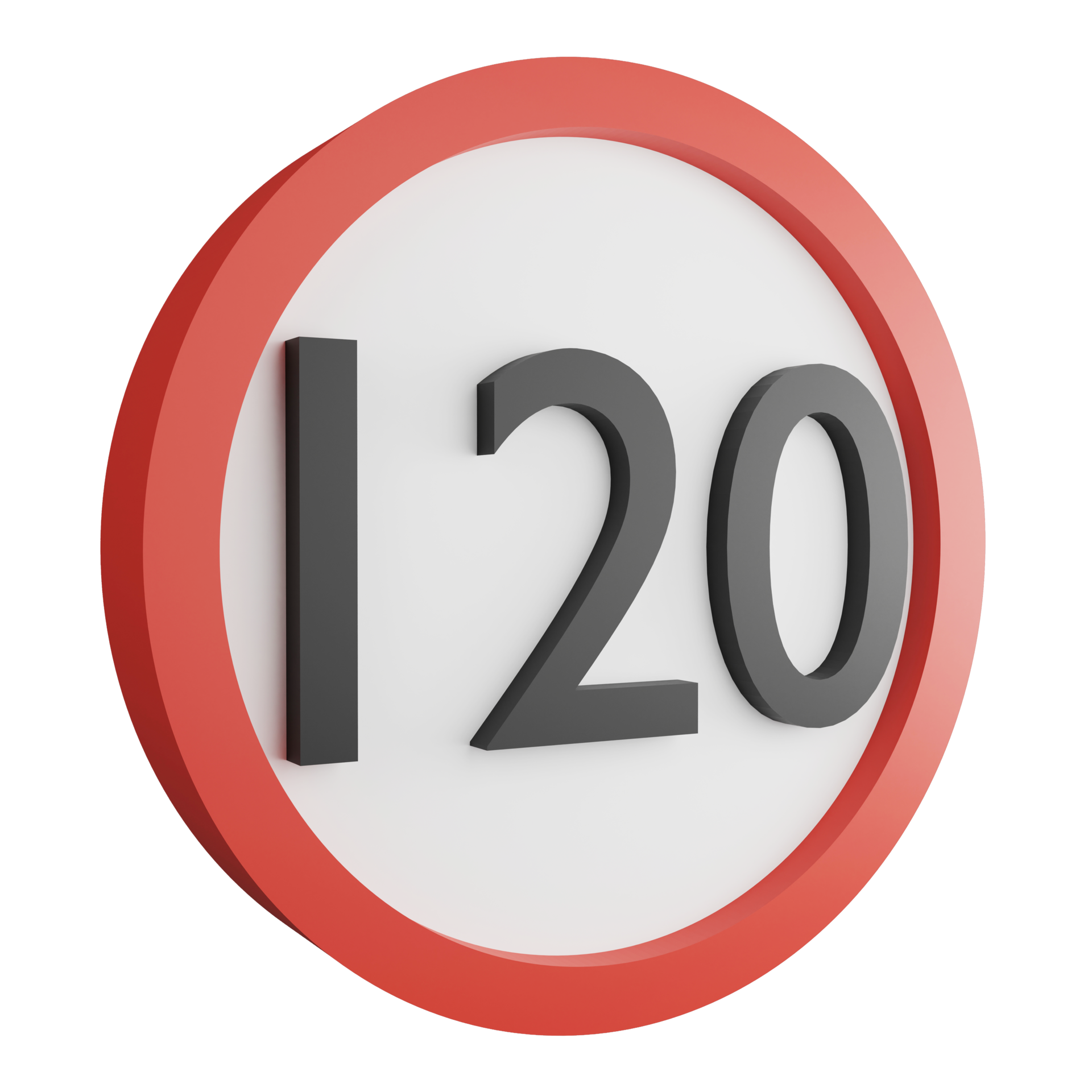 Free 3D render 120 maximum speed limit sign icon isolated on