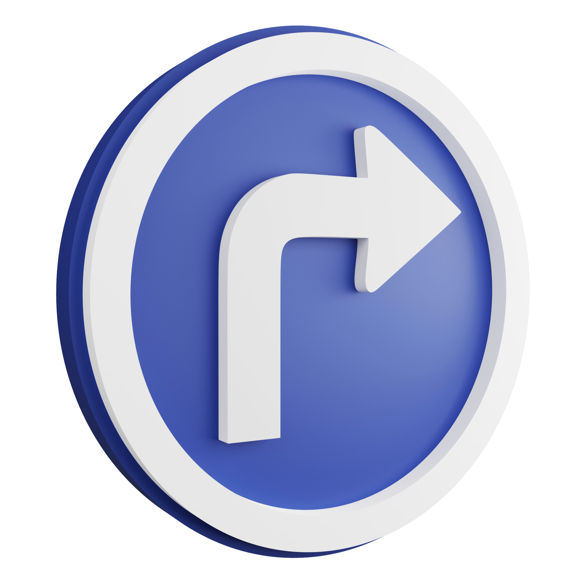 Free 3D render turn right ahead sign icon isolated on transparent