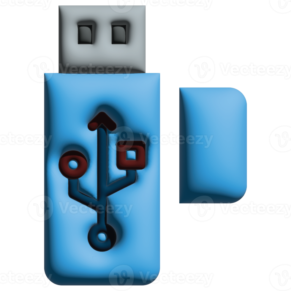 3D illustration flash drive in office set png