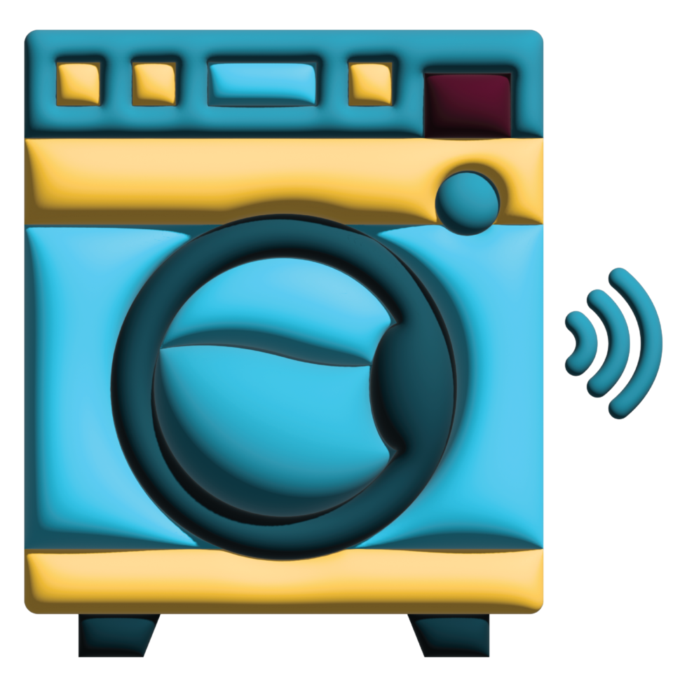 3D illustration washing machine in smart home set png