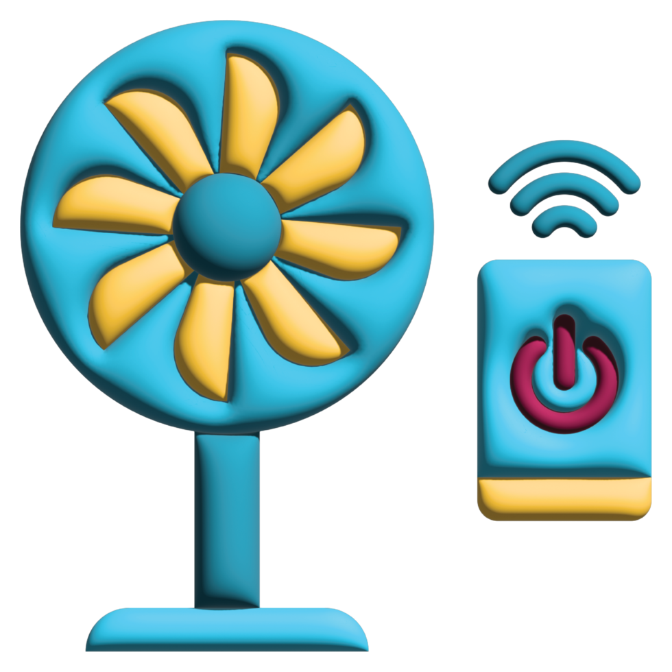 3D illustration fan in smart home set png