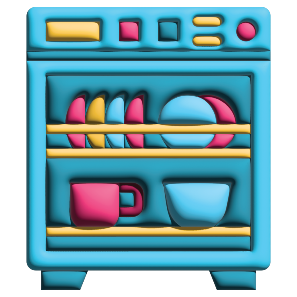 3D illustration dish washer in smart home set png