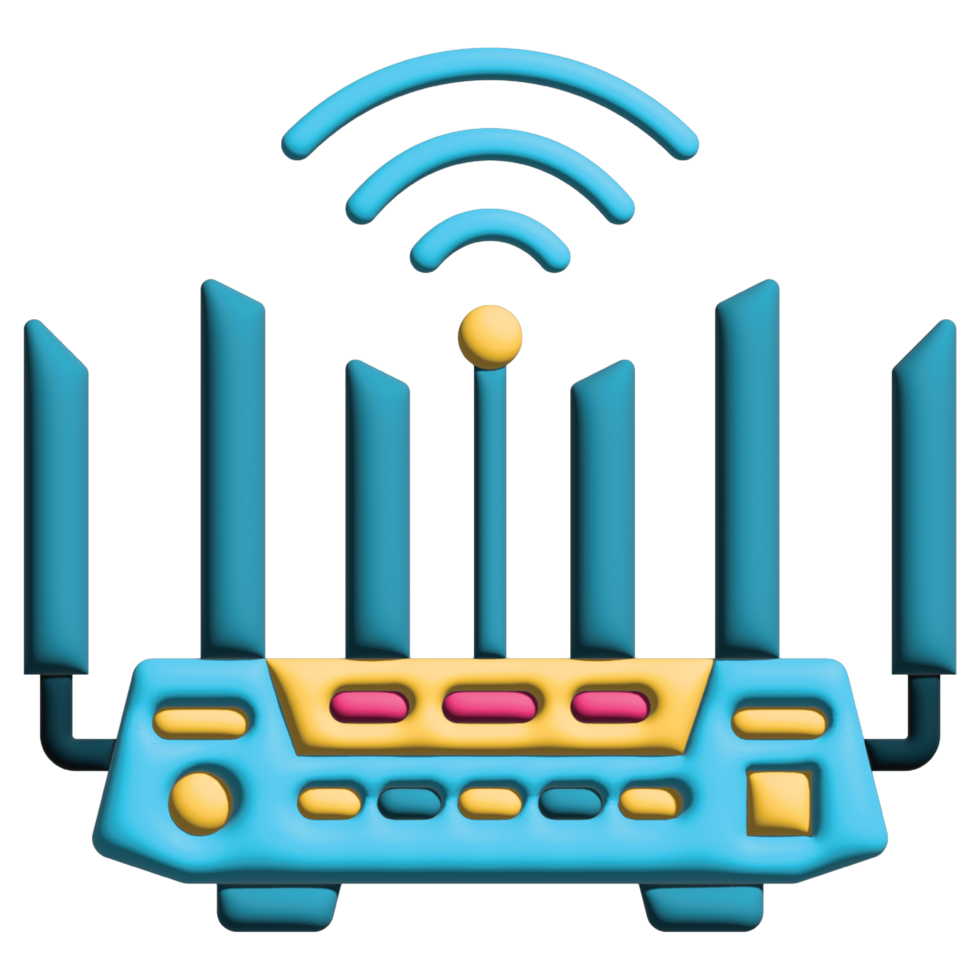3D illustration router in smart home set png