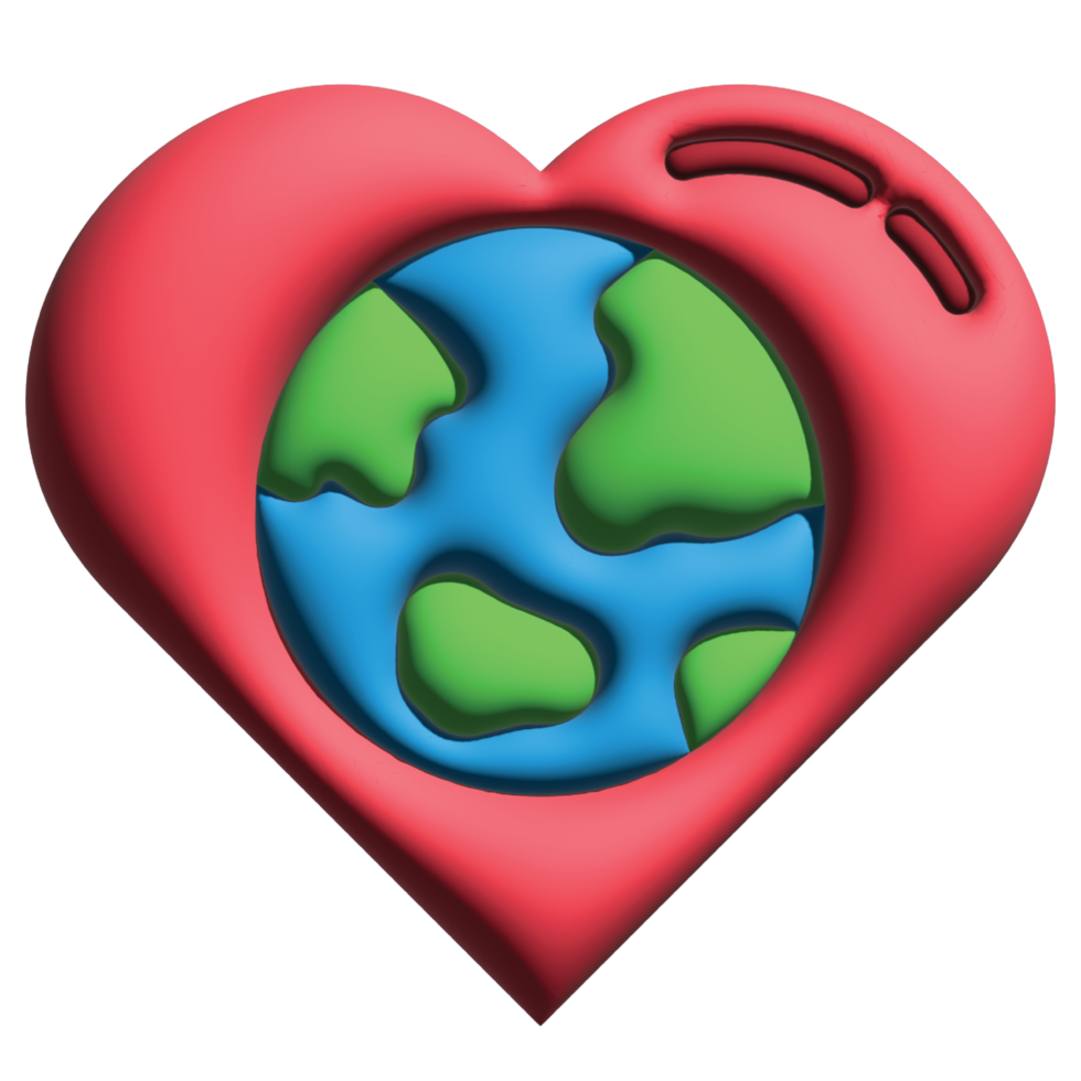 3d illustrazione cuore nel madre terra giorno impostato png