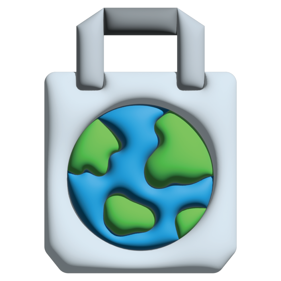 3D illustration eco bag in mother earth day set png