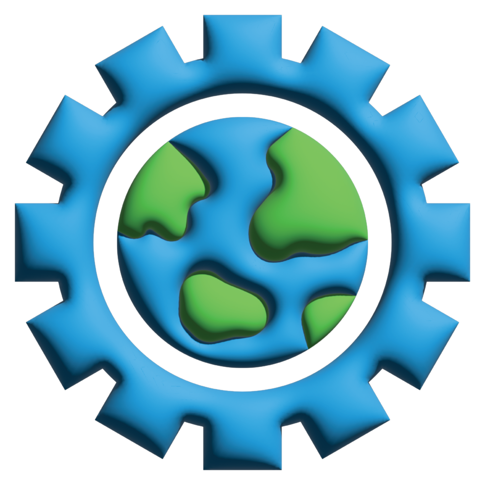 3D illustration gear in mother earth day set png