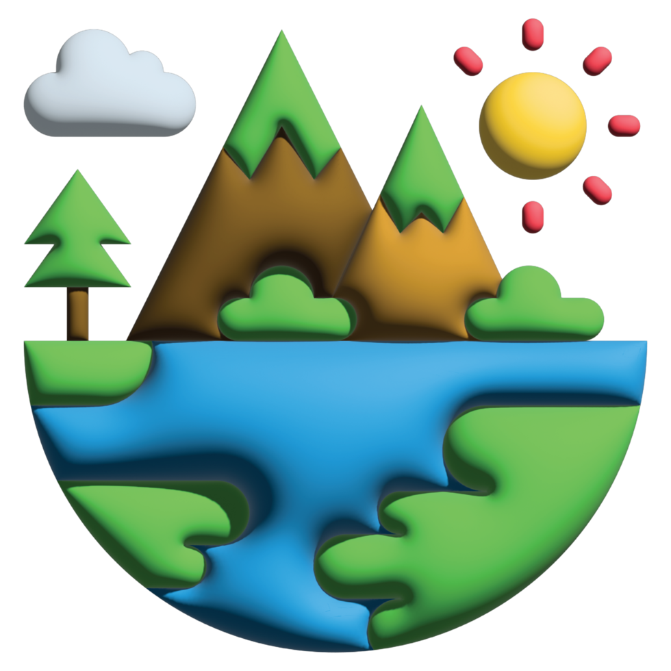 3D illustration mountain in mother earth day set png