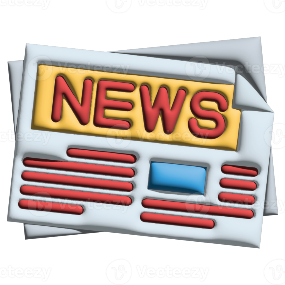 3D illustration newspaper in office set png