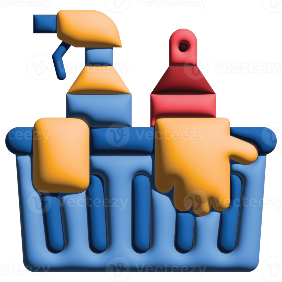 3d illustration cleaning in labour day set png