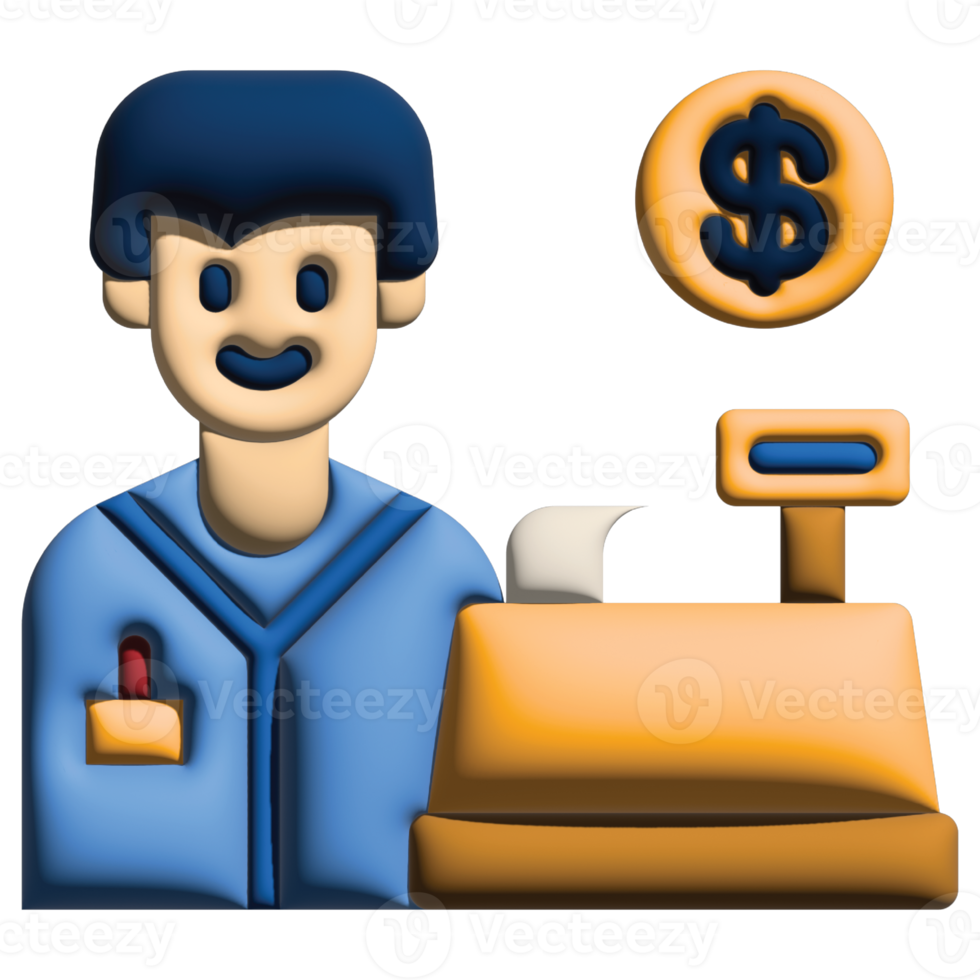 3d illustration cashier in labour day set png