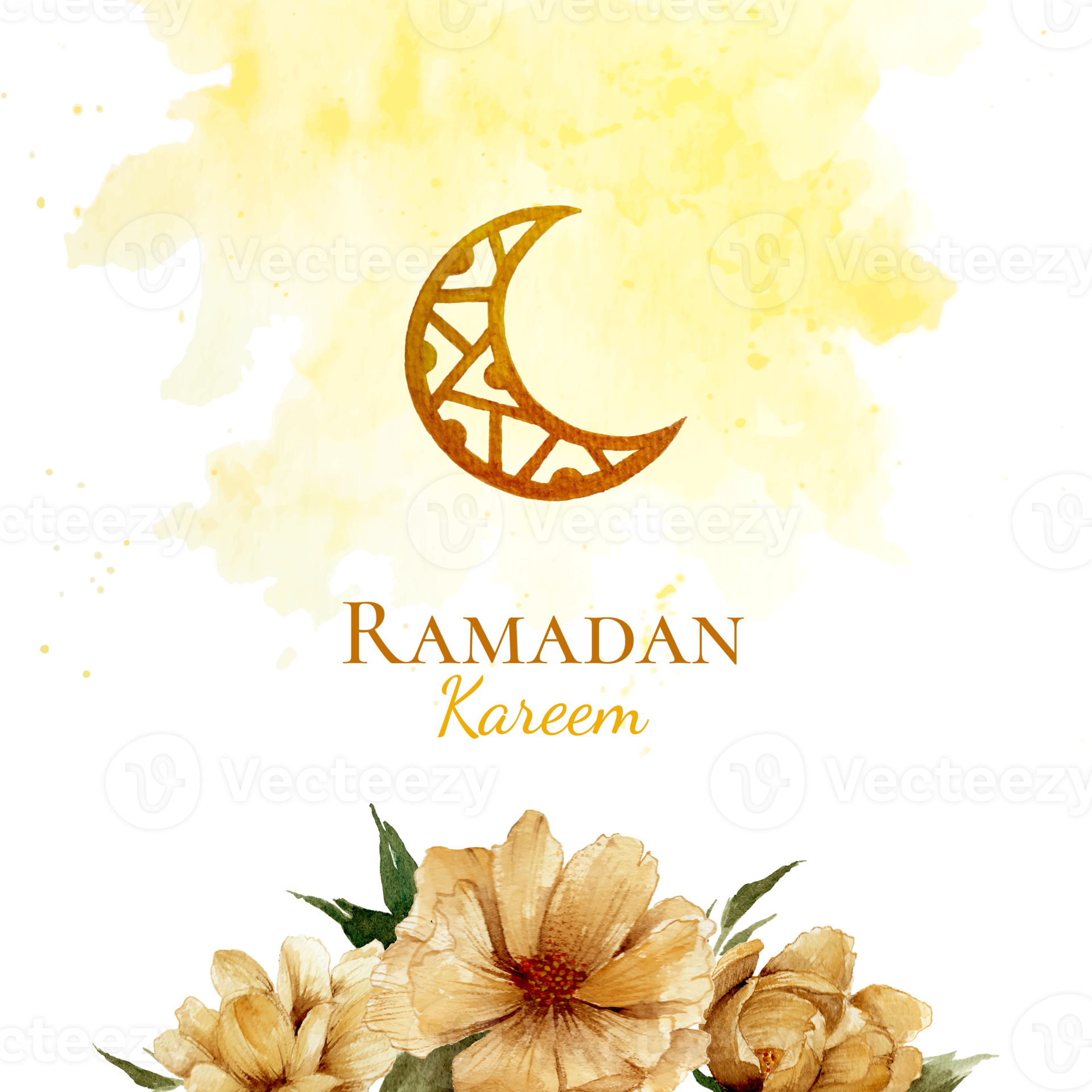 Free golden Halbmond Mond Aquarell Ornament zum Ramadan kareem Schöne