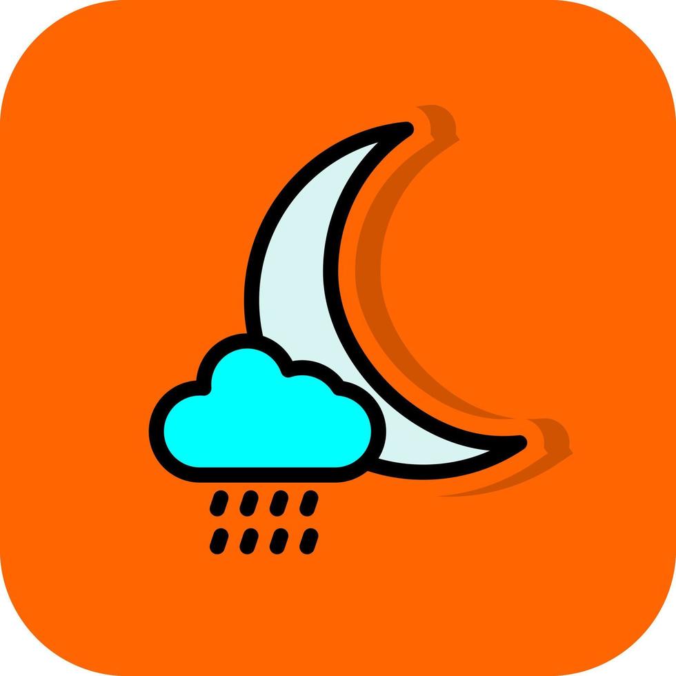 Cloud Moon Rain Vector Icon Design