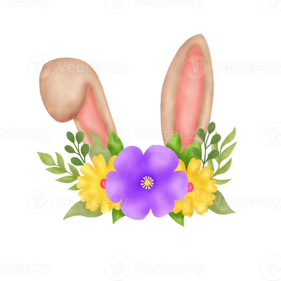 Easter Bunny Ears With Flower png