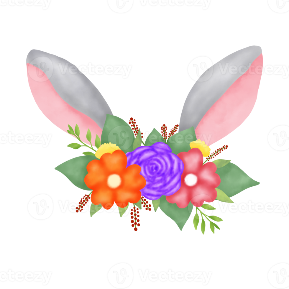 Easter Bunny Ears With Flower png