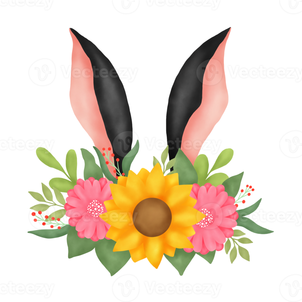 Easter Bunny Ears With Flower png