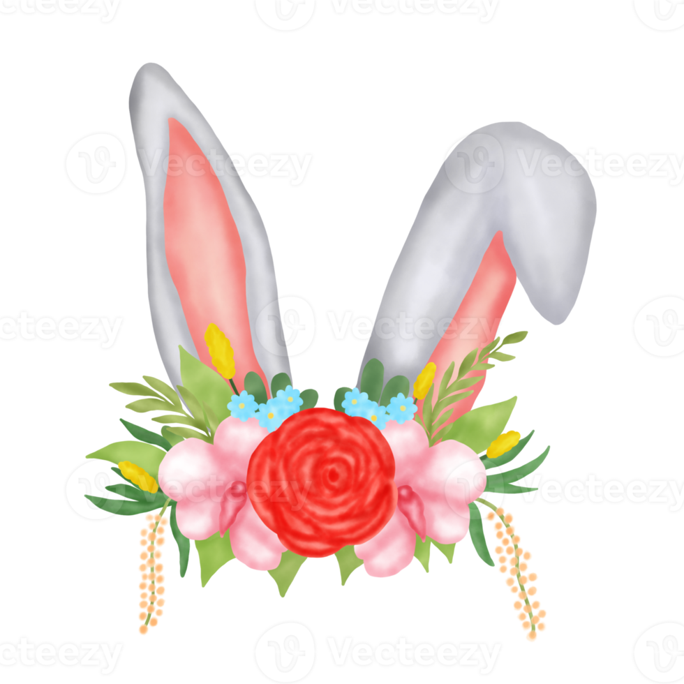 Easter Bunny Ears With Flower png