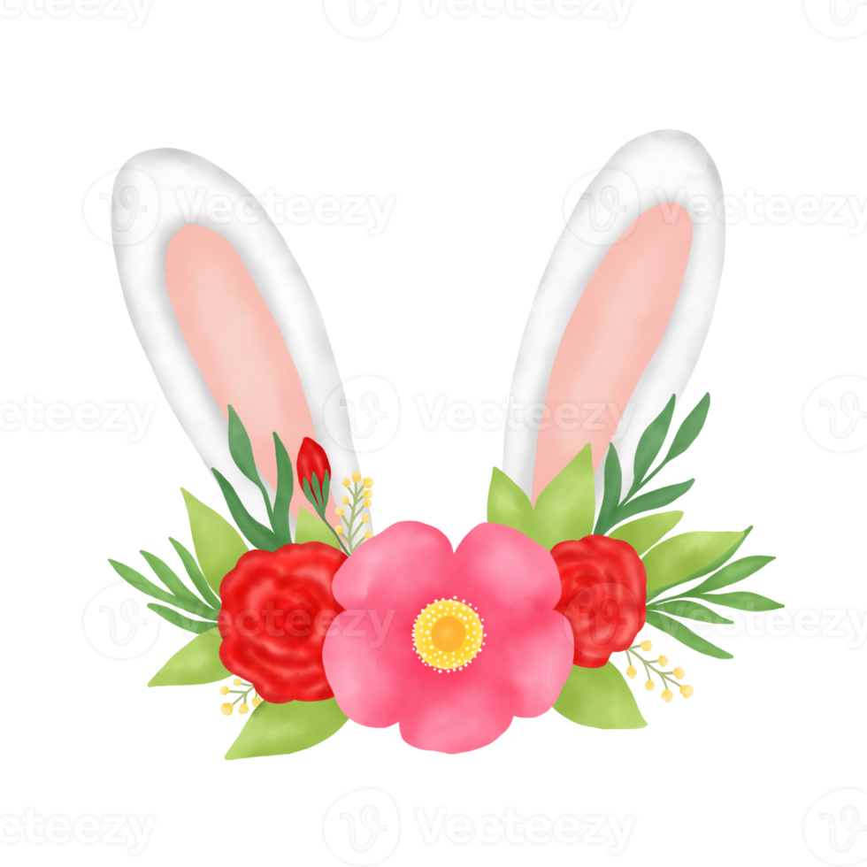 Easter Bunny Ears With Flower png