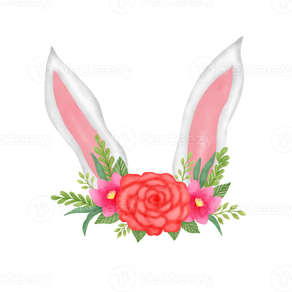 Ostern Hase Ohren mit Blume png