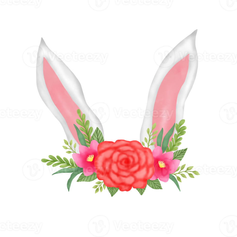Easter Bunny Ears With Flower png