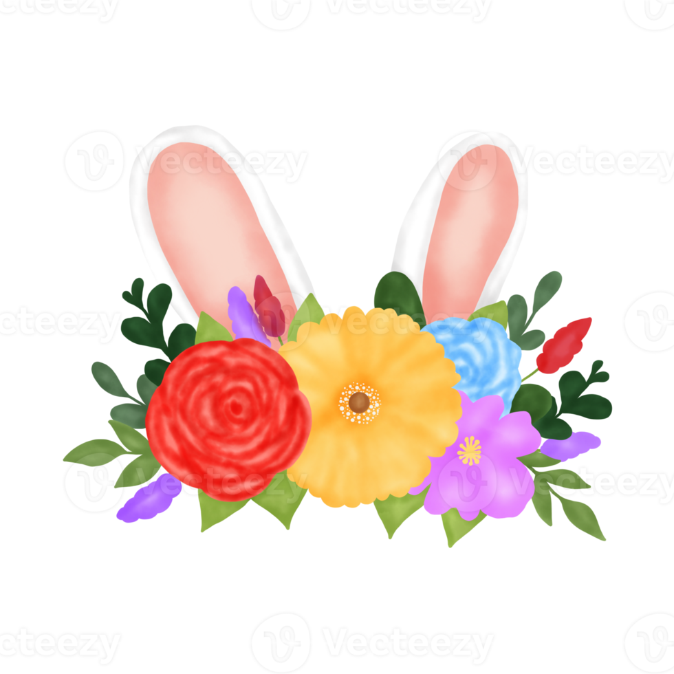 Easter Bunny Ears With Flower png