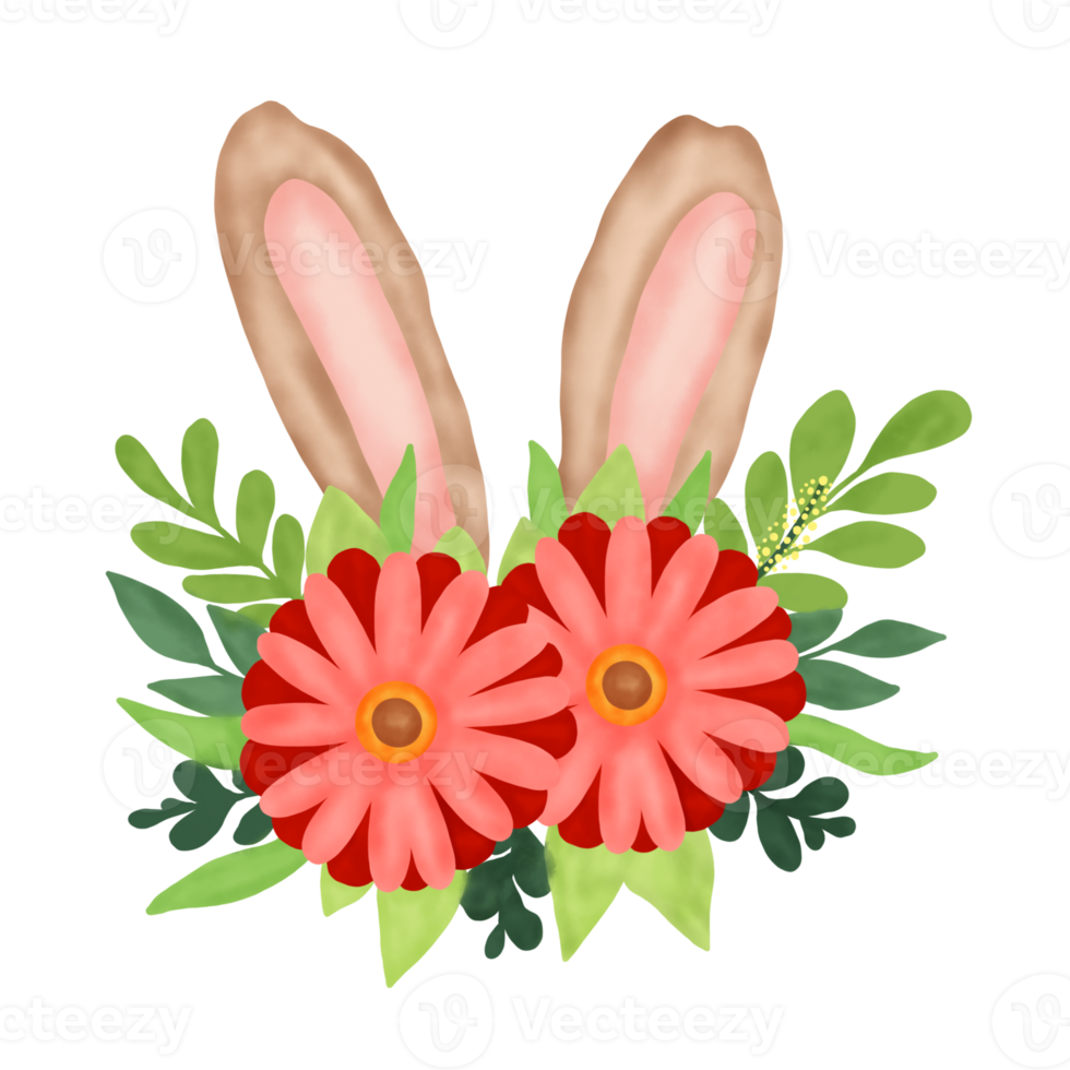 Easter Bunny Ears With Flower png